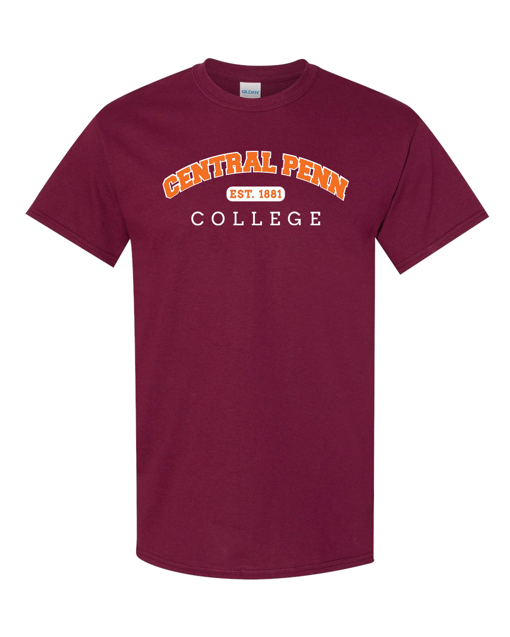 Central Penn College Block Letters 2 Color T-Shirt - Maroon