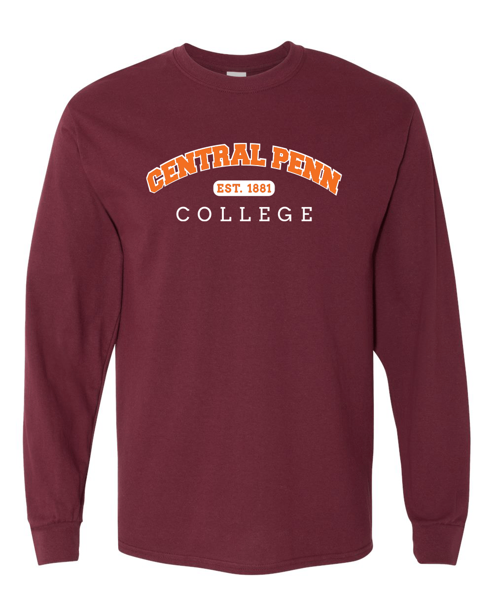 Central Penn College Block Letters 2 Color Long Sleeve Shirt - Maroon