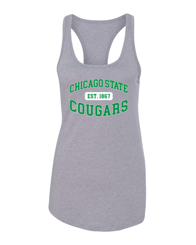 Vintage Chicago State Est 1867 Ladies Racer Tank - Heather Grey