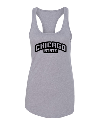 Chicago State University Ladies Racer Tank - Heather Grey