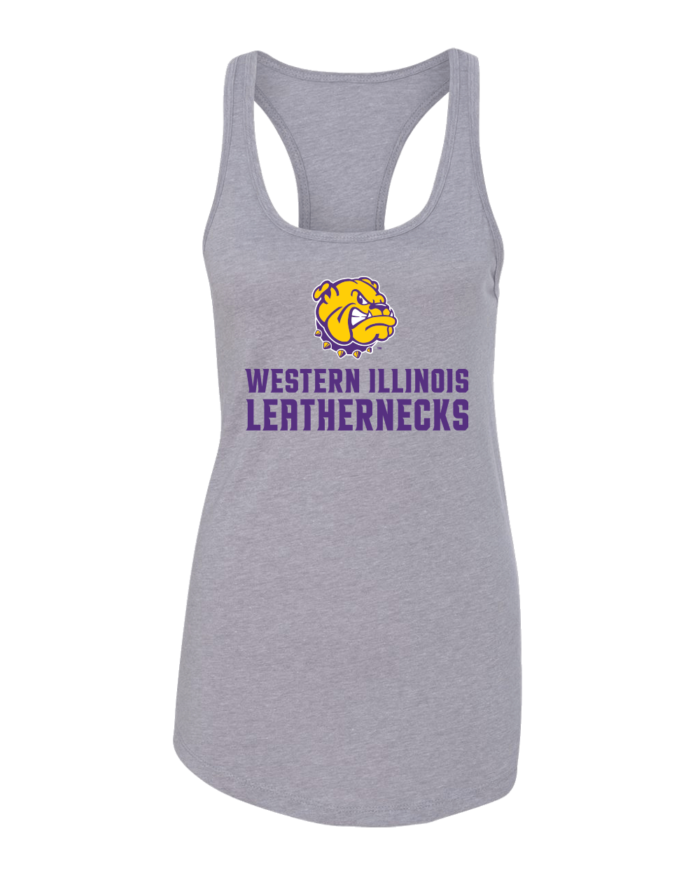 Western Illinois Full Logo Ladies Tank Top - Heather Grey