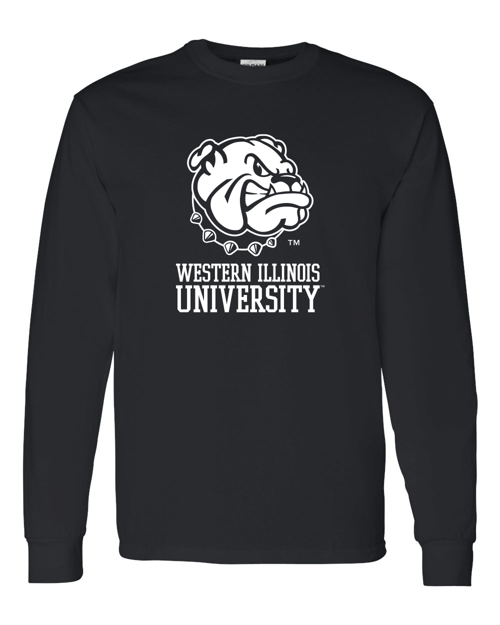 Western Illinois Leatherneck Mascot Long Sleeve T-Shirt - Black