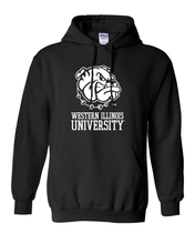Load image into Gallery viewer, Western Illinois Leatherneck Mascot Hooded Sweatshirt - Black

