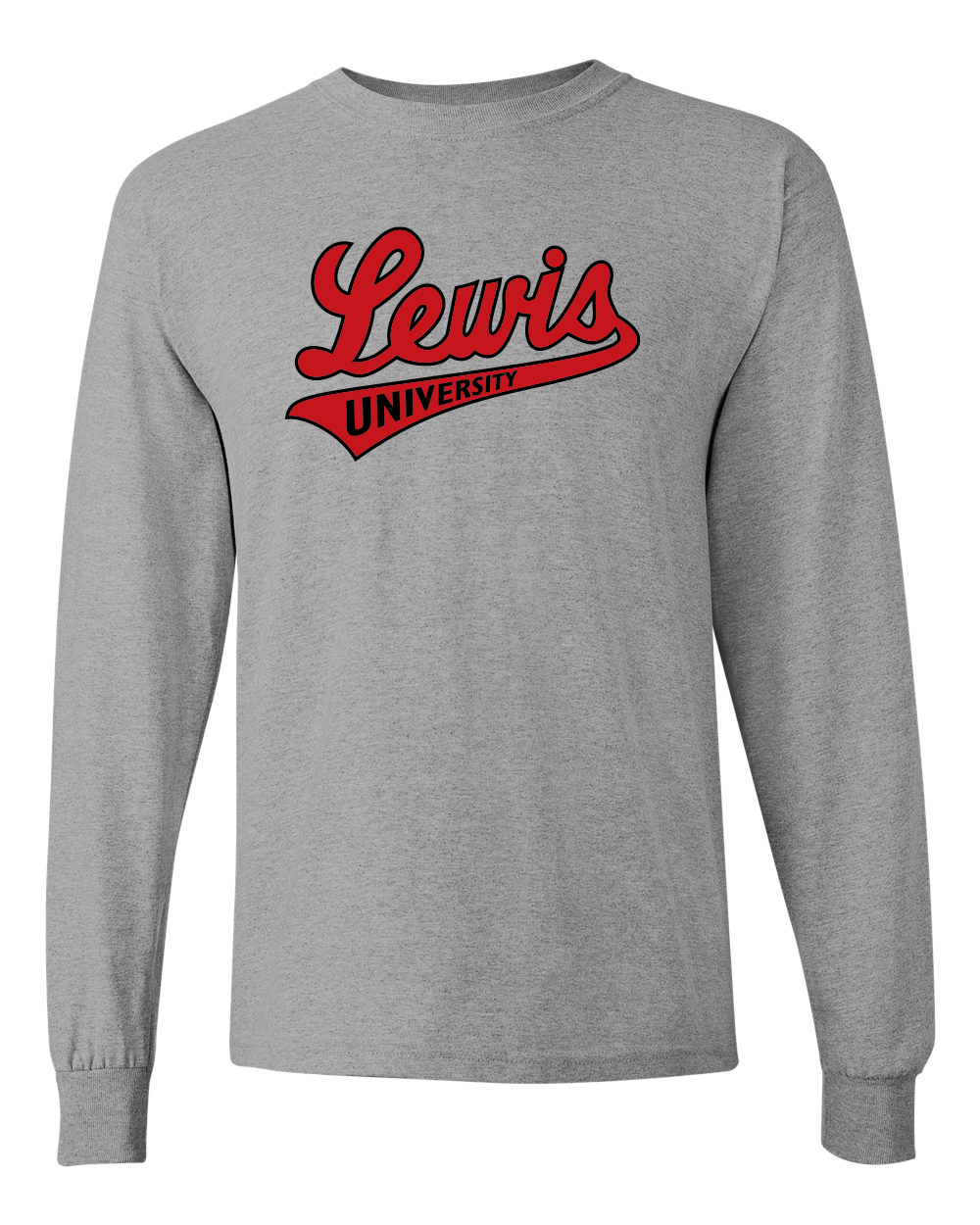 Lewis University Script Long Sleeve T-Shirt - Sport Grey