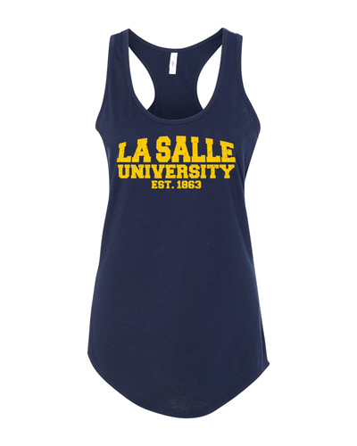 La Salle University est 1863 Ladies Racer Tank - Midnight Navy