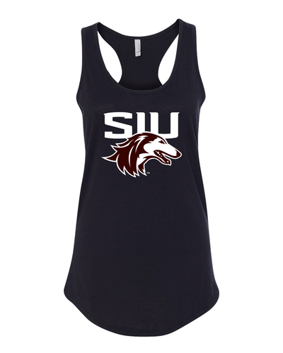 SIU Southern Illinois Two Color Ladies Tank Top - Black