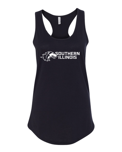 Southern Illinois Horizontal One Color Ladies Tank Top - Black