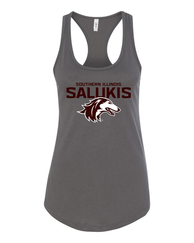 Southern Illinois Salukis Two Color Ladies Tank Top - Dark Grey