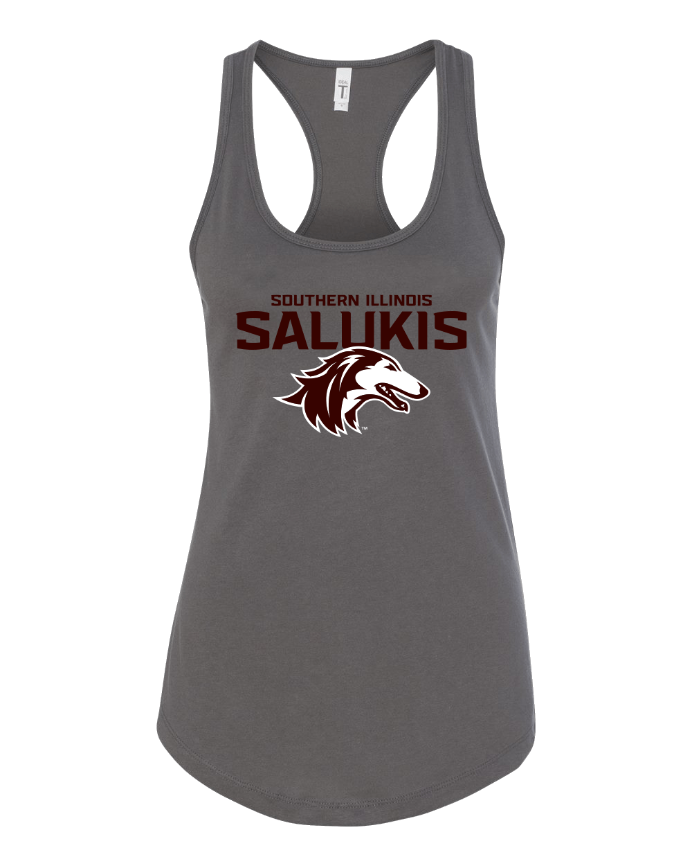 Southern Illinois Salukis Two Color Ladies Tank Top - Dark Grey