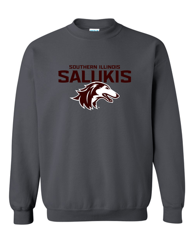 Southern Illinois Salukis Two Color Crewneck Sweatshirt - Charcoal