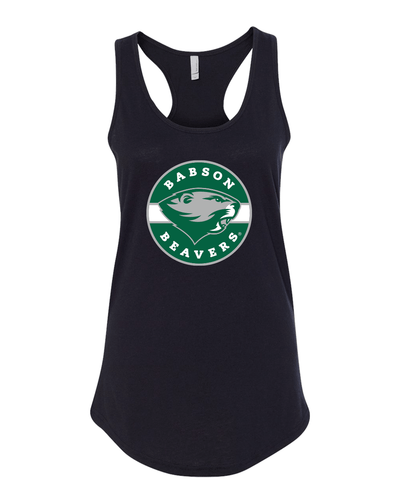 Babson Beavers Circle Logo Ladies Tank Top - Black