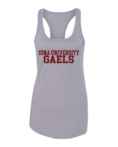 Iona University Block Ladies Tank Top - Heather Grey