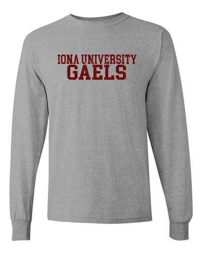 Iona University Block Long Sleeve T-Shirt - Sport Grey