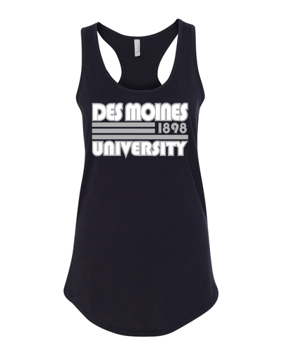 Retro Des Moines University Ladies Tank Top - Black