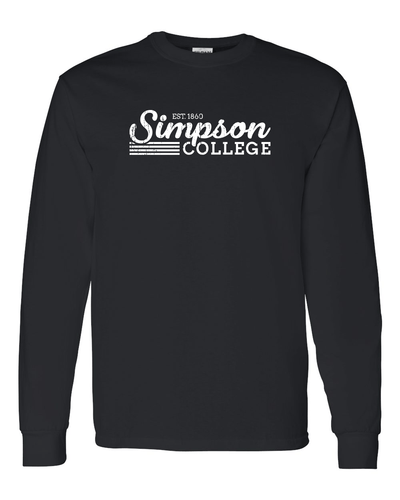 Vintage Simpson College Long Sleeve T-Shirt - Black