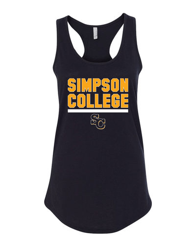 Simpson College Block Ladies Tank Top - Black