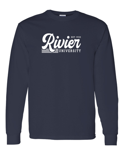 Vintage Rivier University Long Sleeve T-Shirt - Navy