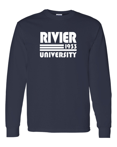 Retro Rivier University Long Sleeve T-Shirt - Navy