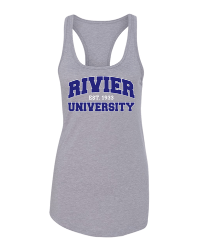 Rivier University Block Ladies Tank Top - Heather Grey