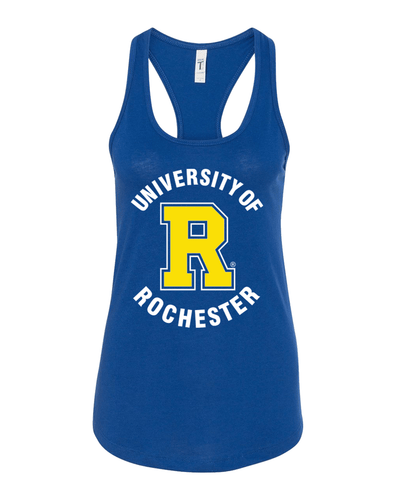 University of Rochester Circular Text Logo Ladies Tank Top - Royal