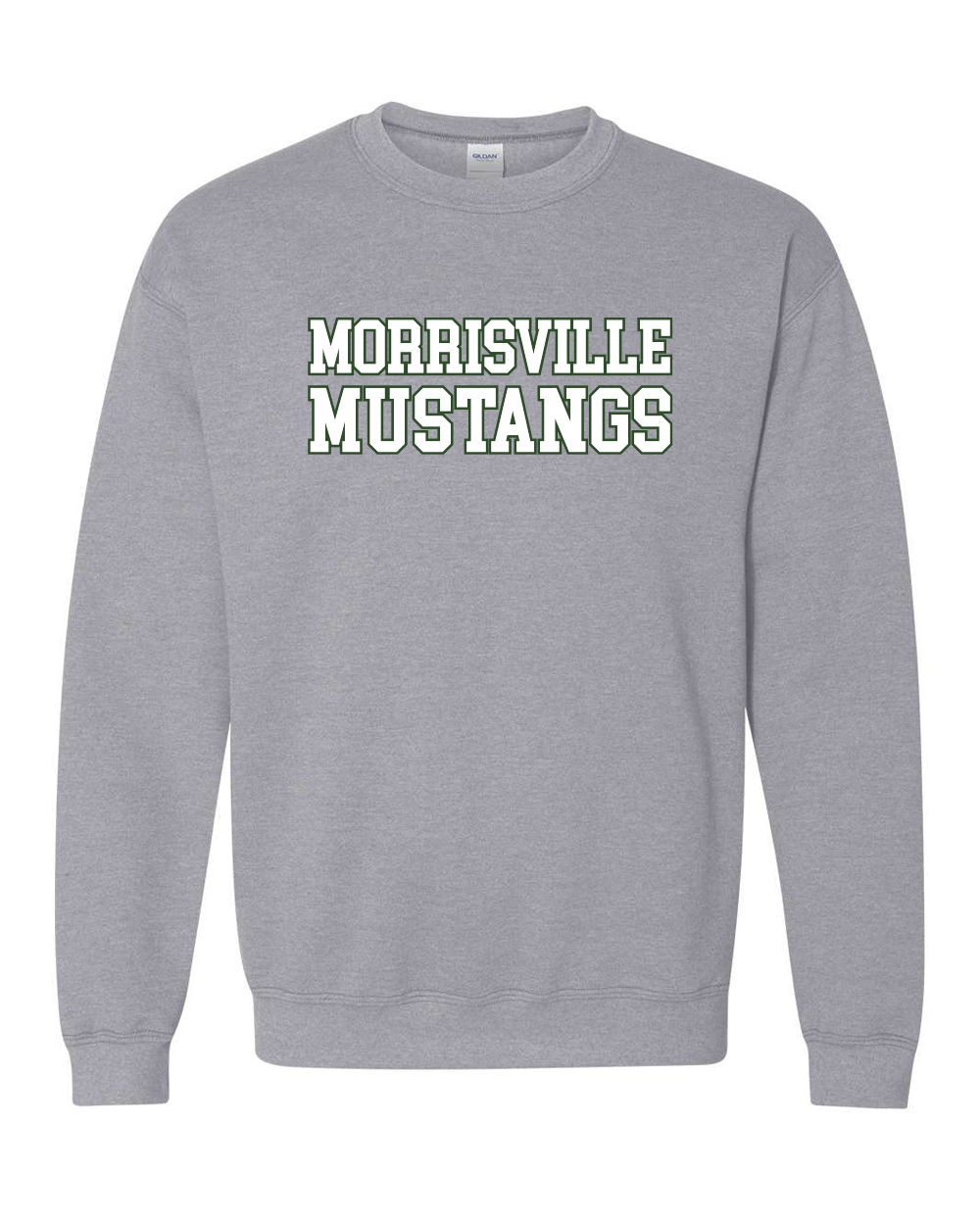 Morrisville State College Mustangs Block Letters Crewneck Sweatshirt - Sport Grey