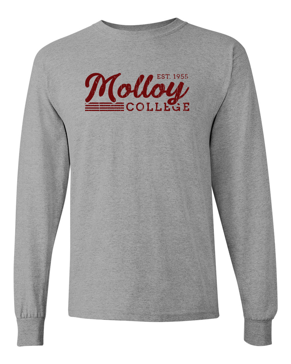 Vintage Molloy College Long Sleeve T-Shirt - Sport Grey