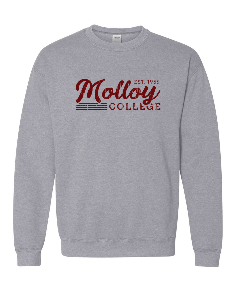 Vintage Molloy College Crewneck Sweatshirt - Sport Grey