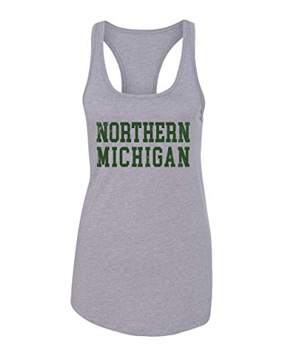 Northern Michigan Block Letters Distressed Tank Top - Heather Grey