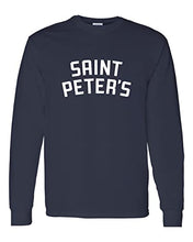 Load image into Gallery viewer, Saint Peter&#39;s University Text Long Sleeve Shirt - Navy
