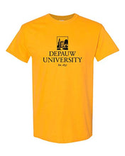 Load image into Gallery viewer, DePauw Full Logo Black Ink Exclusive Soft Shirt - Gold
