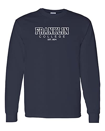 Franklin College EST One Color Long Sleeve Shirt - Navy