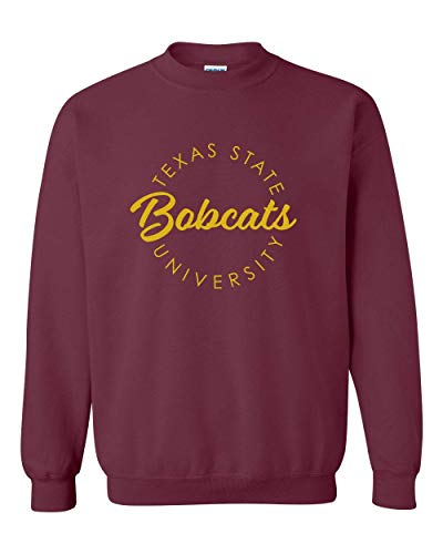 Texas State University Circular 1 Color Crewneck Sweatshirt - Maroon