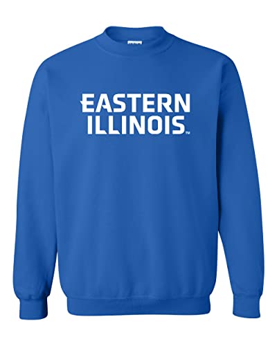 Eastern Illinois White Text Crewneck Sweatshirt - Royal