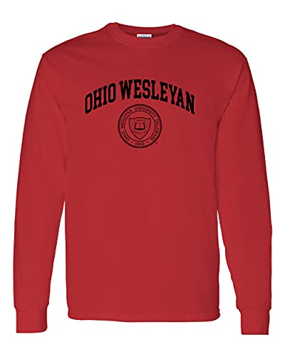 Ohio Wesleyan Crest One Color Long Sleeve Shirt - Red
