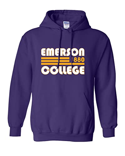 Retro Emerson College Hooded Sweatshirt - Purple