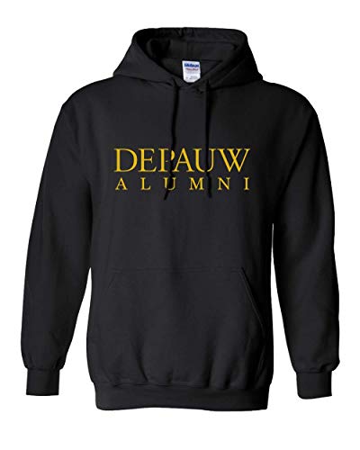 DePauw Alumni Gold Text Hooded Sweatshirt - Black