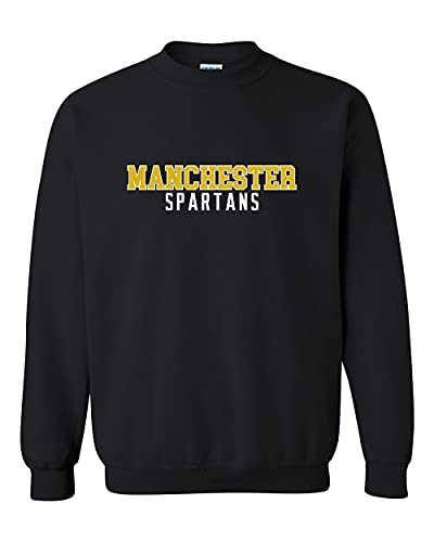 Manchester Spartans Block Text Two Color Crewneck Sweatshirt - Black