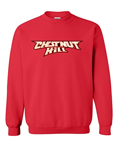 Chestnut Hill College Text Logo Crewneck Sweatshirt - Red