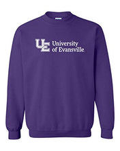 Load image into Gallery viewer, Evansville White Text Crewneck Sweatshirt - Purple
