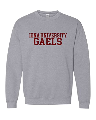 Iona University Block Crewneck Sweatshirt - Sport Grey