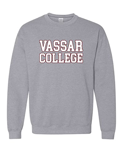 Vassar College Block Letters Crewneck Sweatshirt - Sport Grey