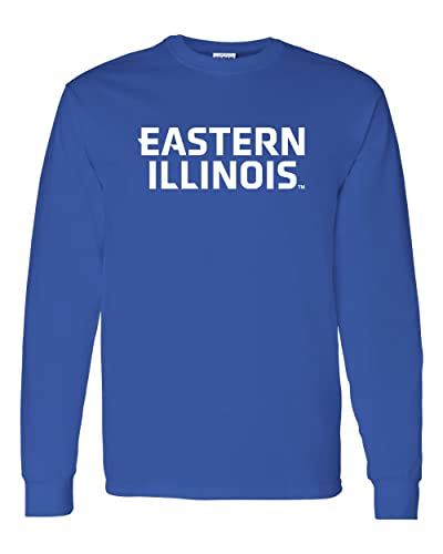 Eastern Illinois White Text Long Sleeve T-Shirt - Royal