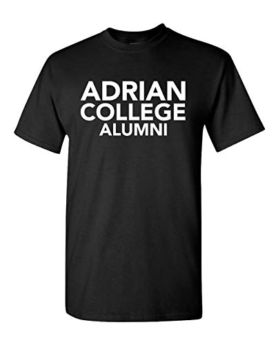Adrian College Alumni Stacked 1 Color White Text T-Shirt - Black