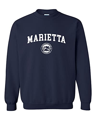 Marietta Seal Logo One Color Crewneck Sweatshirt - Navy