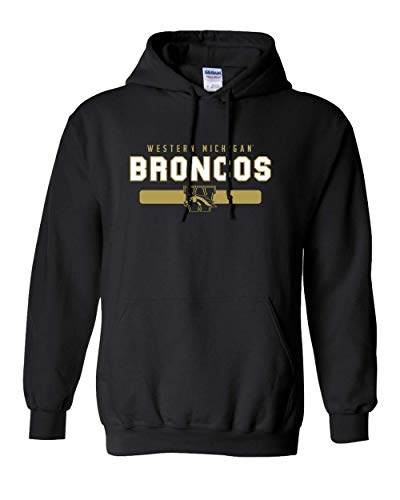 Western Michigan Broncos Two Color Hooded Sweatshirt WMU Logo Apparel Mens/Womens Hoodie - Black