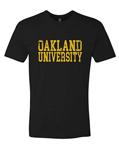 Oakland University Block Distressed Exclusive Soft Shirt - Black