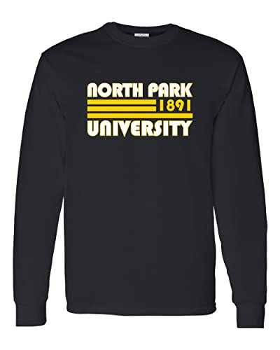 Retro North Park University Long Sleeve T-Shirt - Black