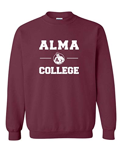 Alma College Scots Stacked One Color Crewneck Sweatshirt - Maroon