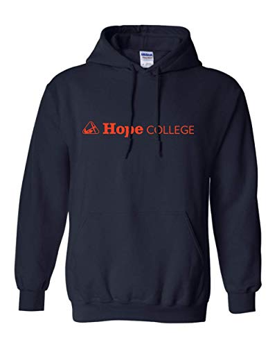 Hope College Horizontal 1 Color Hooded Sweatshirt - Navy