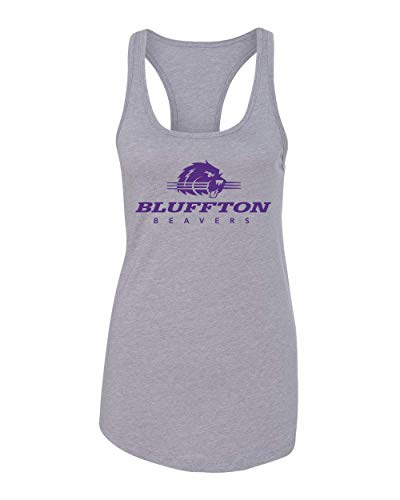 Bluffton Beavers Logo One Color Ladies Tank Top - Heather Grey
